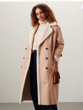 Great Jones Lined Sherpa Coat 100% Polyurethane Size Medium MSRP $300